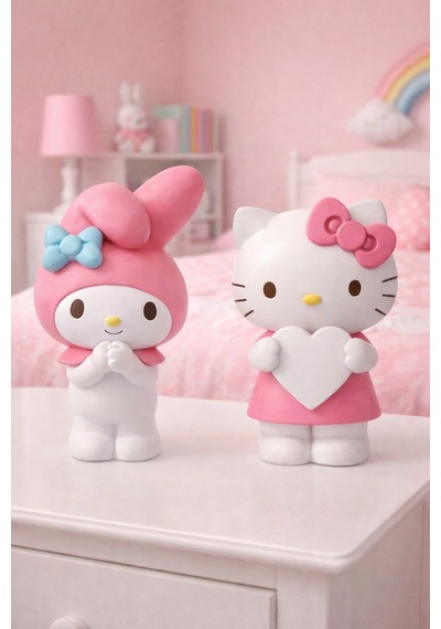 Hello Kitty & My Melody Akrilik Boyama Seti Çocuklar İçin Figür Boyama Oyuncağı