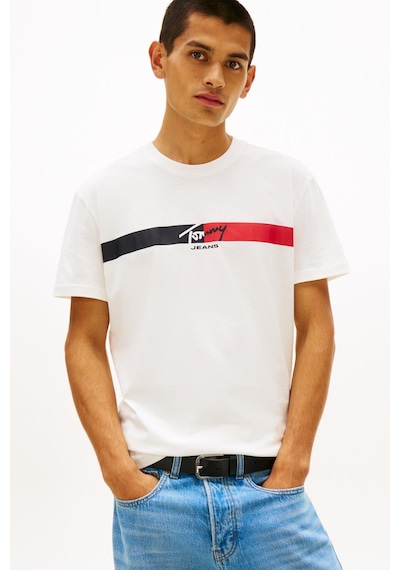 Tommy Hilfiger Tjm Erkek Regular İmza Şeridi T Ext Beyaz T-shirt-13661 Beyaz