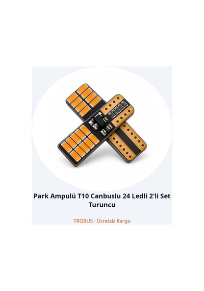 Trobus Park Ampulü T10 Canbuslu 24 Ledli 2'li Set Turuncu