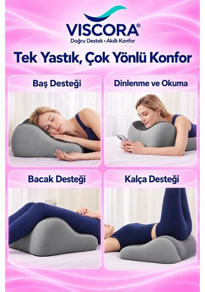 Eğimli Üçgen Matı Kişisel Konfor Alanınız İçin Çok Amaçlı Visco Destek Minderi 50 40 23 Cm Gri