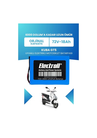 Kuba Gt5 Batarya Standart Kapasite Lifepo4 72v 18ah Elektrikli Motosiklet Bataryası