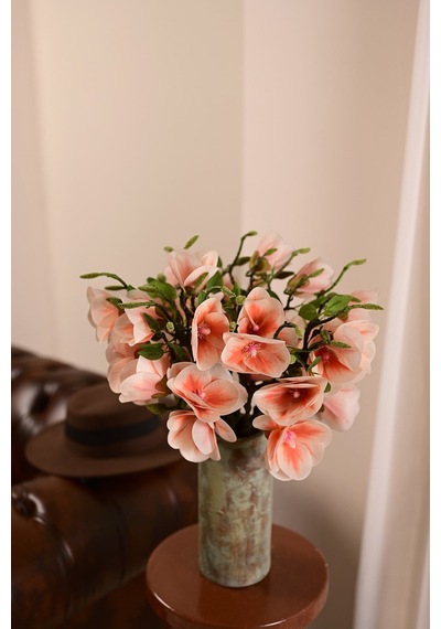 Somon Yapay Manolya Çiçeği 3 Dallı Premium Canlı Islak Dokulu 52 Cm