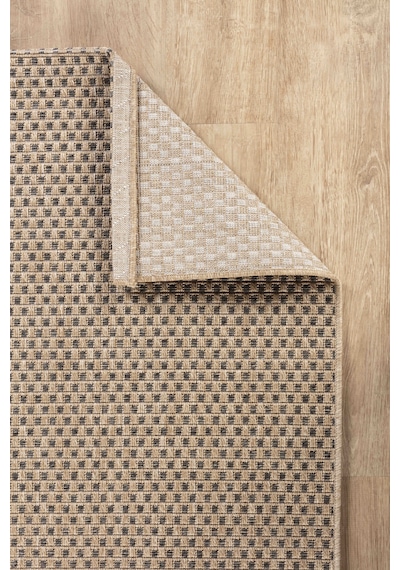 Sisaluna 4442 Bej Jüt Tabanlı Modern Dokuma Kilim Sisal Hasır Halı Bej