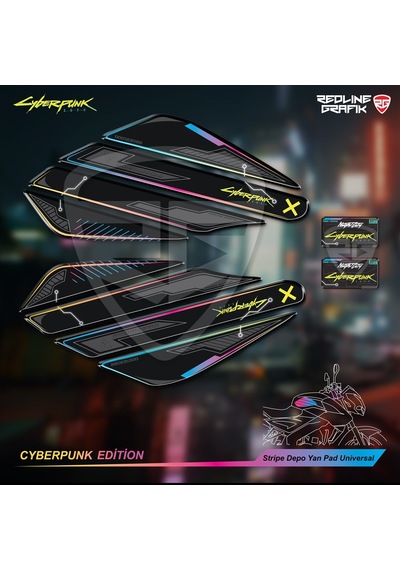 Cyberpunk Stripe Depo Yan Pad Motorsiklet Universal Özel Seri Spe