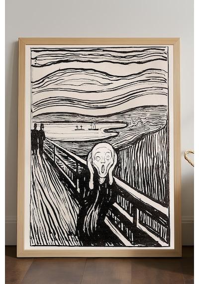 Edvard Munch Çığlık Ahşap Çerçeveli Poster, Dekoratif Sanatsal Duvar Tablosu