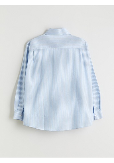 Lcw Modest Mavi Çizgili Oversize Kadın Gömlek Tunik Xl-2xl