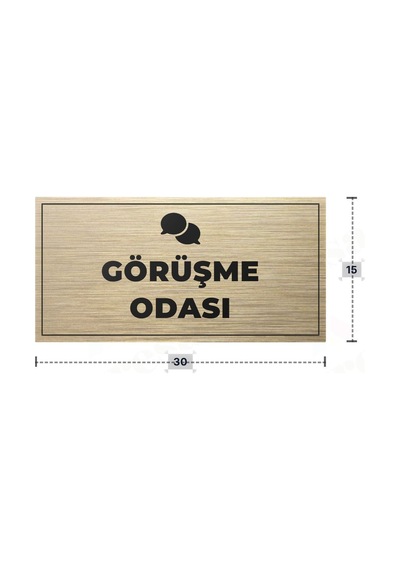 Görüşme Odası Yazılı - Metal - Gold Renk - Kapı İsimliği - 30x15 Cm