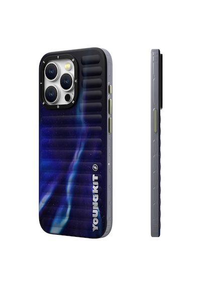 Apple Uyumlu iPhone 15 Pro Kılıf Kuzey Işıkları Desenli Youngkit Aurora Serisi Yeşil
