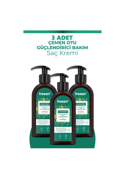 Tresan Çemen Otu Güçlendirici Sülfatsız Bakım Saç Kremi 300 Ml 3 Adet