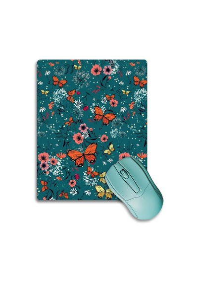 Sonictouch Soimoi Yeşili Turuncu Kelebekli Kaydırmaz Gaming Oyuncu Dikişsiz Mouse Pad/ped 17x21cm