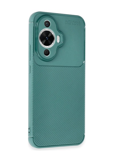 Huawei Nova 12s Kılıf Auto Focus Karbon Kapak Koyu Yeşil