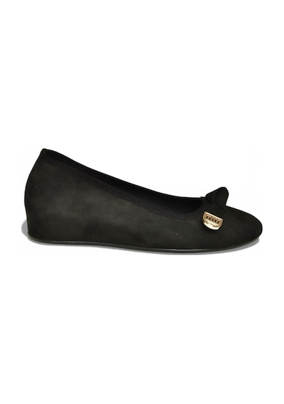 Fox Shoes Y250750702 Siyah Süet Alçak Dolgu Tabanlı Kadın Ayakkabı Siyah