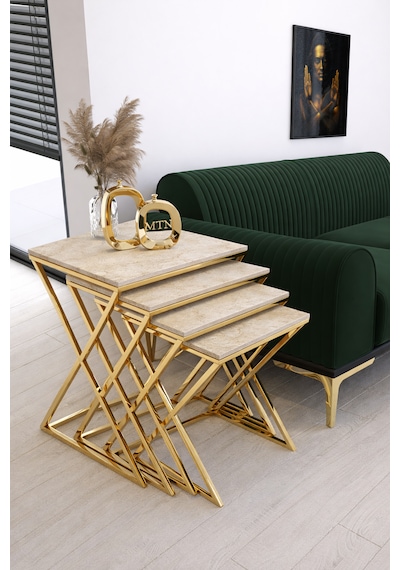 Masal 4'lü Zigon Gold Kaplama Traverten Mdf Mebran