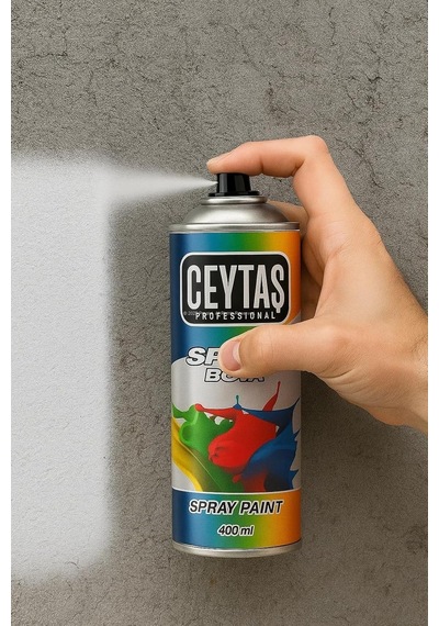 Ceytaş Profesyonel Sprey Boya, Akrilik Esaslı, Yüksek Kapatıcı, Hızlı Kuruma, Güneş Işığına Day Beyaz
