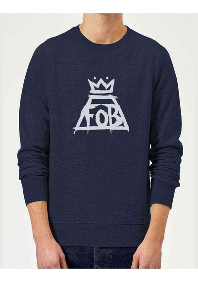 Fall Out Boy Chicago Baskılı Indigo Erkek Örme Sweatshirt