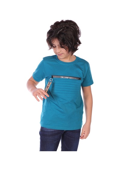 Toontoy Kids Toontoy Erkek Çocuk Önü Süs Fermuarlı Kol Kısmı Arma Detaylı Tişört Petrol Mavi Toontoy Kids Toontoy Erkek Çocuk Önü Süs Fermuarlı Kol Kısmı Arma Detaylı Tişört Petrol Mavi