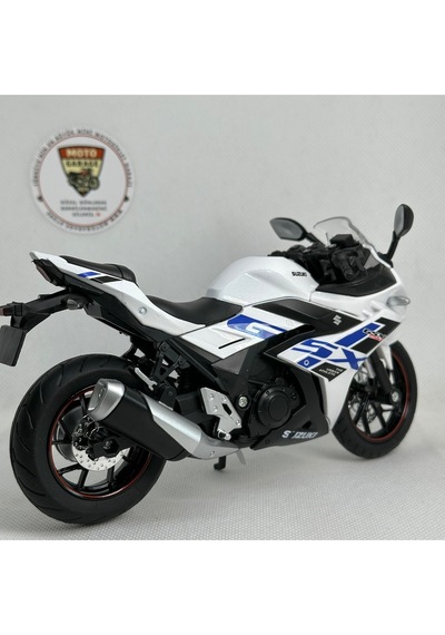 Suzuki Gsx250r 1:12 Sesli Işıklı Diecast Motosiklet Modeli - Beyaz Mavi