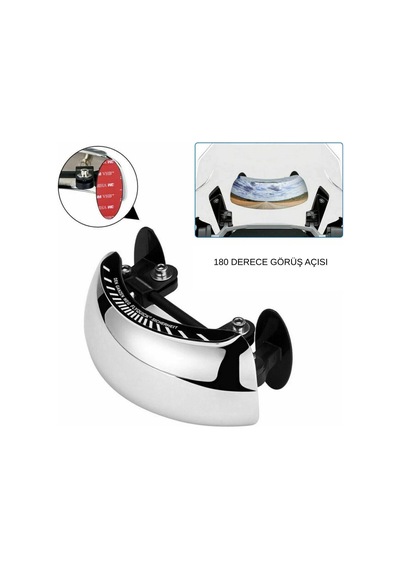 Carub Ayna Motosiklet Ön Cam Üstü 180 Derece Panoramik Görüş Geniş Ayarlanabilir Salınım Açı Kör Nokta Aynası Tekli Br0221270