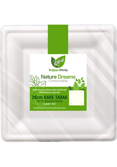 Roll-Up Party Dreams Karton Tabak Beyaz 22Cm 10Lu