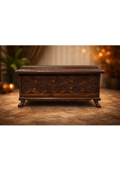 Ahşap Ceviz Oyma Sandık 33x22