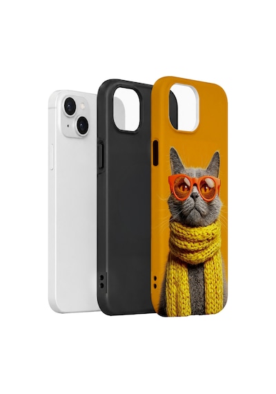 Velvoria Valestra Sari Atkılı Kedi Apple iPhone Uyumlu 14 Darbe Korumalı Kılıf Valestra Select - Sari Atkılı Kedi