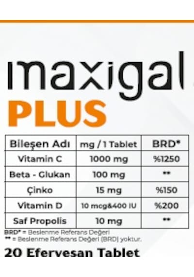 Maxigal Vitamin C. Beta Glukan Çinko. Vitamin D. Propolis 20 ML