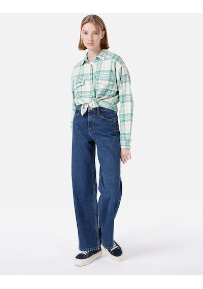Colins 970 Berry Normal Kesim Yüksek Bel Geniş Paça Denım Kadın Pantolon Cl1067232 Mavi