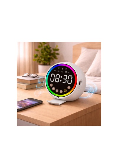 Dijital Saat - Bluetooth Wireless Mini Hoparlör Speaker Usb Şarjlı - Işıklı 5w Pl-4652 Bx40