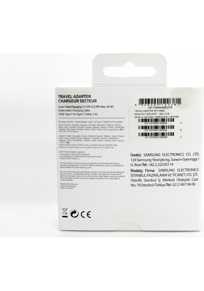 Samsung Uyumlu Galaxy S20 Ultra FastCharging 45W Type-C Şarj Aleti Beyaz