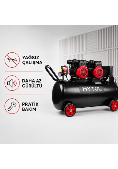 Mytol Myk1001 100 Litre 4 Hp Yağsız Yüksek Hızlı Hava Kompresörü 8 Bar