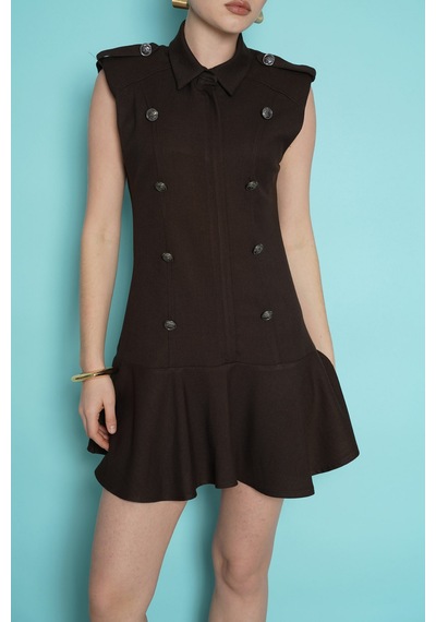Verymoda Omuzu Apoletli Sıfır Kol Mini Elbise Vmd2974 Kahve