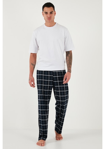 Buratti Pamuklu Regular Fit Normal Bel Düz Paça Cepli 2'Li Paket Erkek Pijama Altı 6574003S2 Lacivert-Yeşil