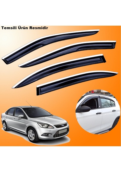Ford Focus 2 Sedan Mügen Cam Rüzgarlığı Abs Krom Nikelajlı Cam Rüzgarlığı 2005-2011 Arası 4 Lü Set