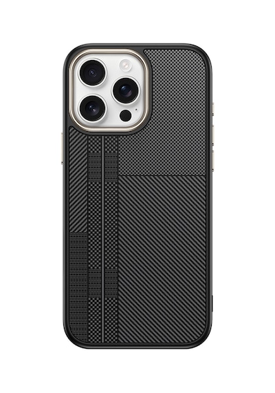 Apple Uyumlu iPhone 15 Pro Max Kılıf M-safe Şarj Özellikli Karbon Fiber Görünümlü Tchs Antina Kapak - Gri Gri
