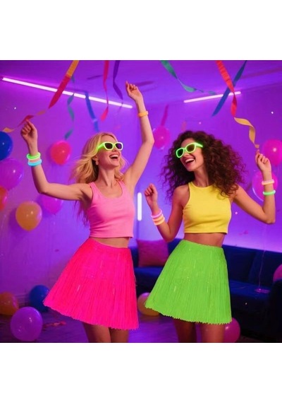 Neon Sarı Hawaii Parti Eteği 40 Cm +3