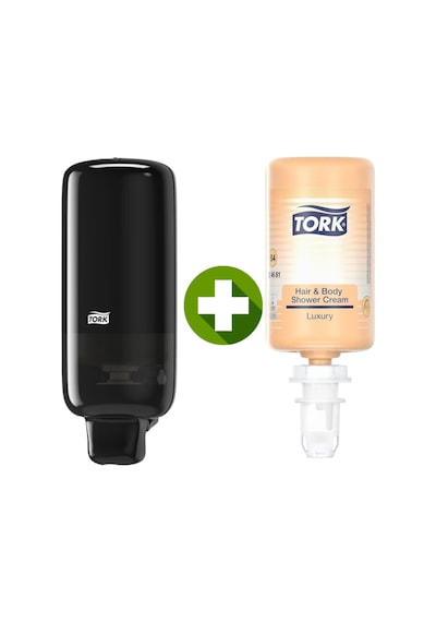1 Ad. Tork Sabun Dispenseri Siyah 561508 + 1 Litre Tork Luxury Sıvı Sabun Hediyeli Siyah