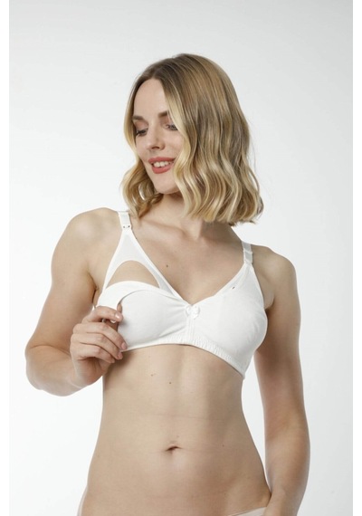 Hmd Underwear Kadın 3'lü Ekru %100 Pamuk Emzirme Sütyeni & Rahat Doku Hmd6010-3 Ekru