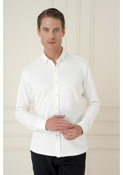 Efor G 1583 Slim Fit Ekru Klasik Gömlek Ekru