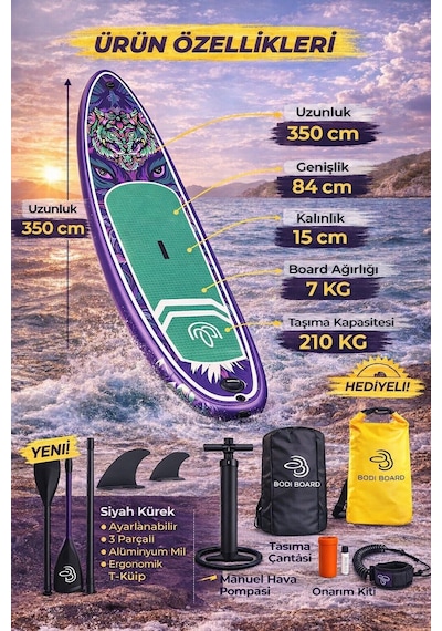 Paddle Board Sup Bodi Neo Şişme Stand 350x84x15cm Full Set