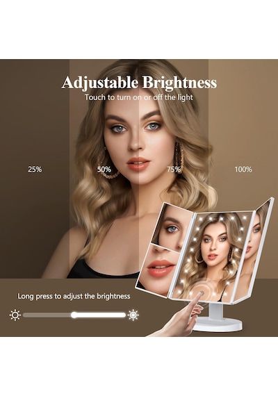Valkyrie Led Işıklı Katlanabilir Makyaj Aynası Beyaz
