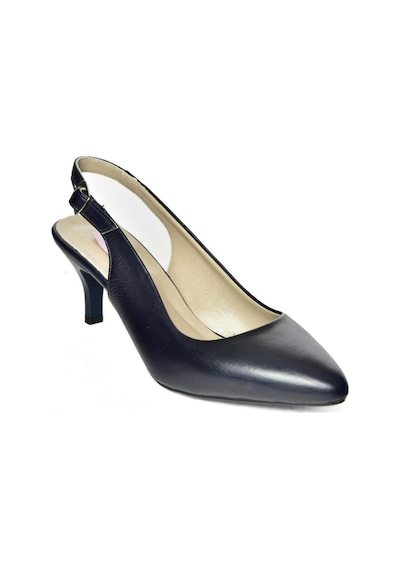 Fox Shoes S908002303 Lacivert Hakiki Deri Alçak Topuklu Kadın Ayakkabı Lacivert