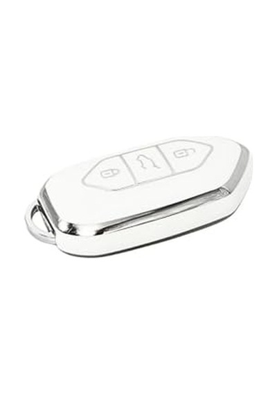 Autohan Keys T10x T10f Akıllı Anahtar Kılıfı, 3 Tuşlu, Nano Koruma Beyaz-gümüş