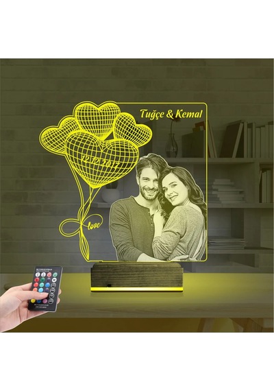 Luvivia Kalp Sevgiliye Hediye Fotoğraflı 3d Lamba - Masa Gece Lambası V17