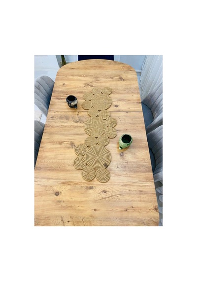 Jüt, Hasır, Dekoratif Masa Örtüsü,papatya Model Runner 30x100 Cm, Sehpa Örtüsü, Bohem Tarzı Hasır Hasır