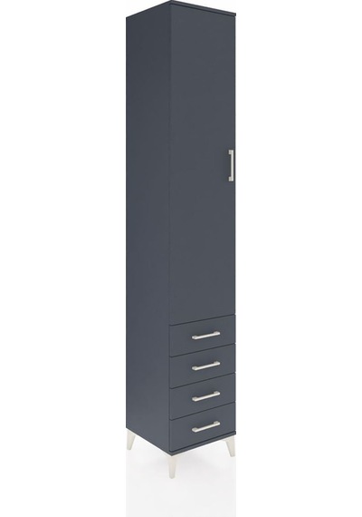 Hyperion Dolap 5 Raflı 4 Çekmeceli Tek Kapaklı 44x44x243 Antrasit-antrasit Antrasit