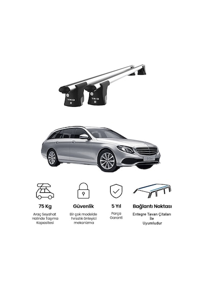 Trio-ıı Mercedes E-class Kombi 2016 Ve Sonrası Kilitli Ara Atkı 120cm Port Bagaj Tavan Barı