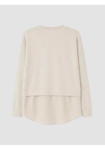 Lcw Modest Bej Soft Touch Çizgili Kadın Sweatshirt Tunik