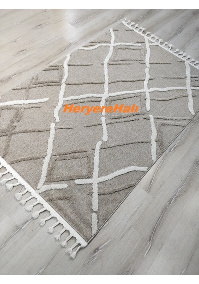 Hav Toz Vermez Yumuşak Dokulu Etnik Örgü Desenli İskindinav Halı