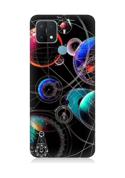 Oppo A15 Uyumlu Sci Fi Gezegenler Ve Vektörler Desenli Silikon Kılıf