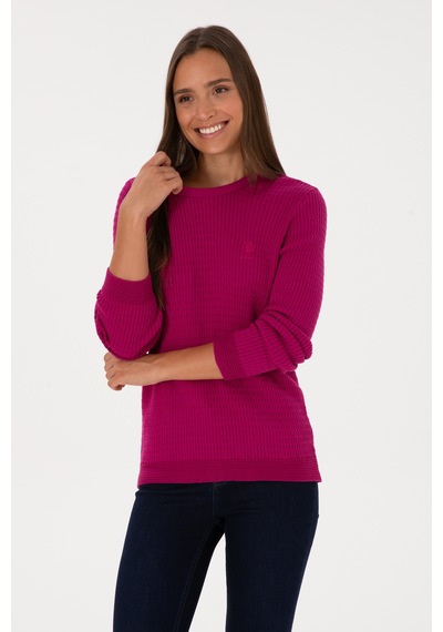 U.S. Polo Assn. Kadın Fuşya Bisiklet Yaka Basic Kazak 50307763-VR023